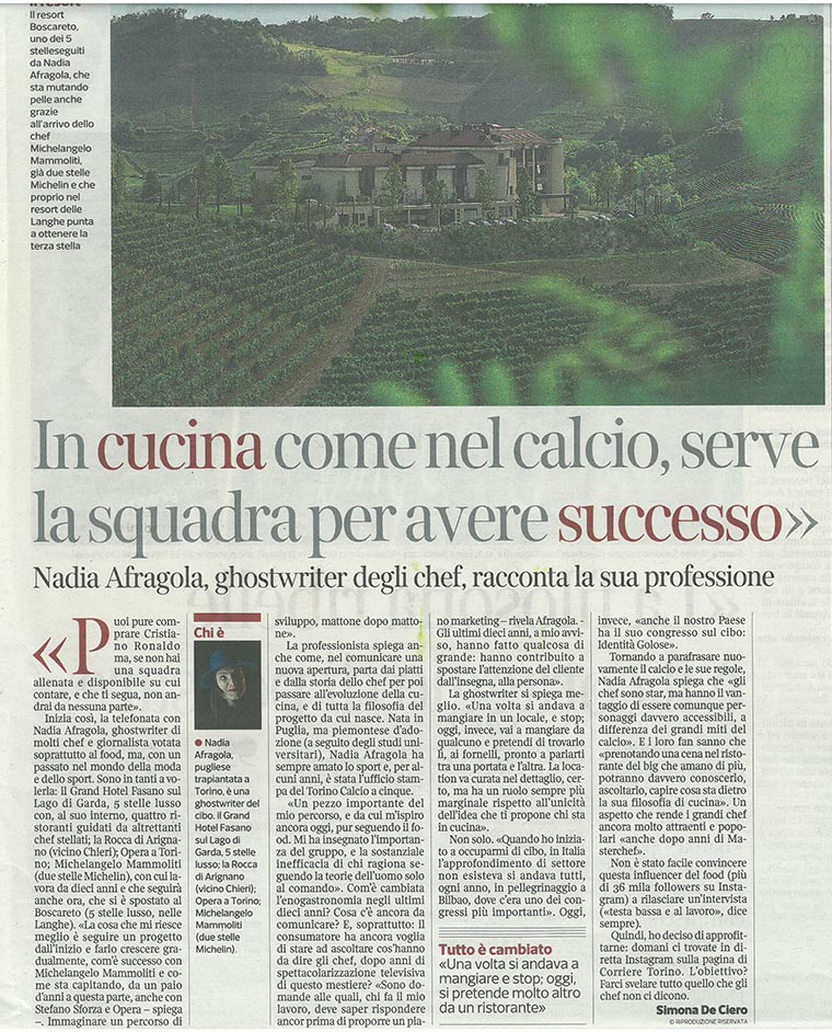 In cucina come nel calcio serve la squadra per avere successo