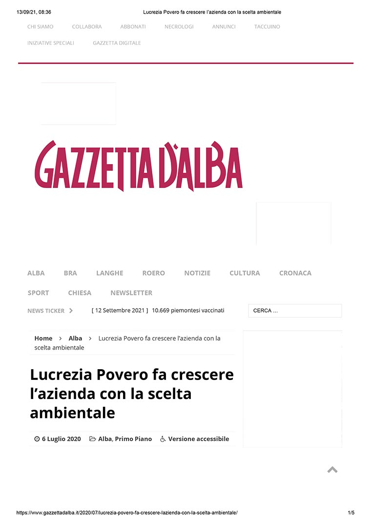 Lucrezia Povero fa crescere l’azienda con la scelta ambientale