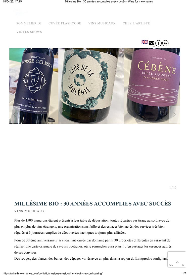 30 années accomplies avec succès - Wine for melomanes